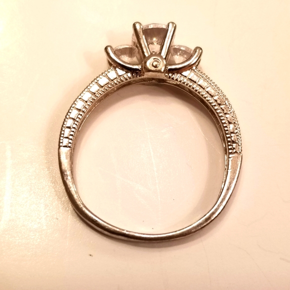 Vintage 3 stones Cubic Zirconia and 925 silver Nevada Silver Mine wedding  ring - Picture 3 of 11